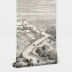 Αυτοκόλλητη Ταπετσαρία τοίχου COUNTRY ROAD VINTAGE DRAWING