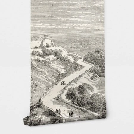Αυτοκόλλητη Ταπετσαρία τοίχου COUNTRY ROAD VINTAGE DRAWING - Τοπία Sticky 2
