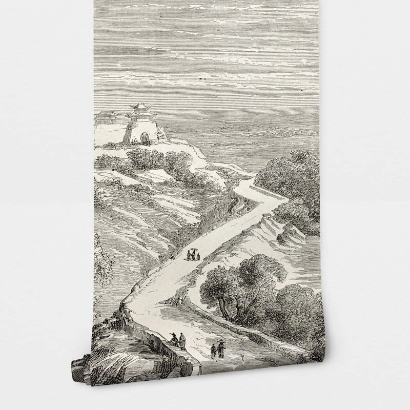 Αυτοκόλλητη Ταπετσαρία τοίχου COUNTRY ROAD VINTAGE DRAWING