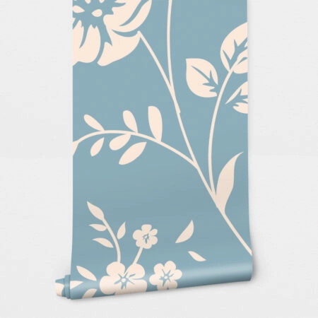 Αυτοκόλλητη Ταπετσαρία τοίχου CYAN FLOWER PATTERN - Floral - Λουλουδια Sticky 2