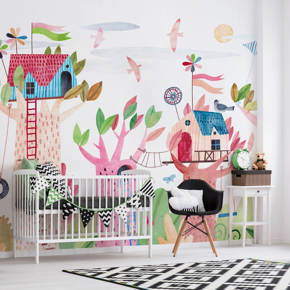 Αυτοκόλλητη Ταπετσαρία τοίχου CUTE CHILDREN TREE HOUSES