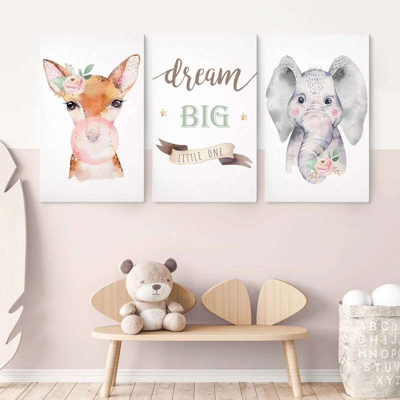 Σετ Τριπτυχος Πινακας σε καμβά DREAM BIG LITTLE ONE
