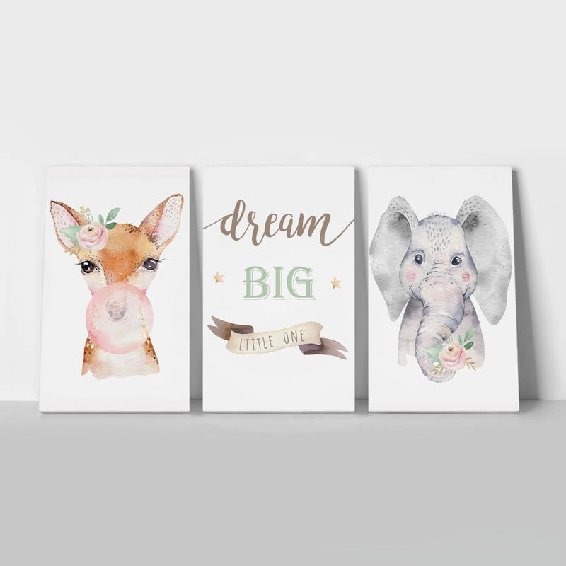 Σετ Τριπτυχος Πινακας σε καμβά DREAM BIG LITTLE ONE
