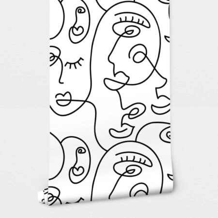 Αυτοκόλλητη Ταπετσαρία τοίχου FACES POP LINE ART - Μοτίβα Sticky 2