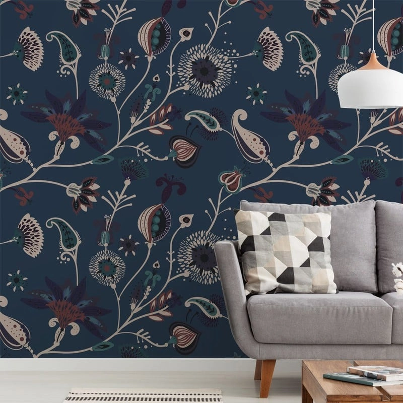 Αυτοκόλλητη Ταπετσαρία τοίχου FLORAL IN BLUE