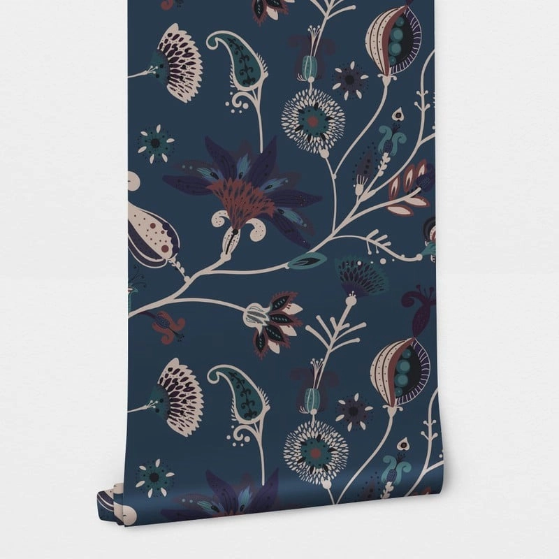 Αυτοκόλλητη Ταπετσαρία τοίχου FLORAL IN BLUE