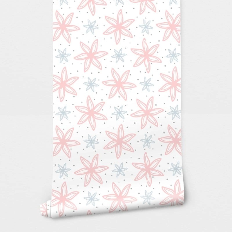 Αυτοκόλλητη Ταπετσαρία τοίχου FLOWERS AND ROUND DOTS