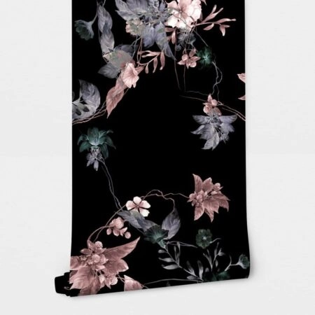 Αυτοκόλλητη Ταπετσαρία τοίχου FLOWERS IN THE DARK - Floral - Λουλουδια Sticky 2