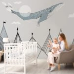 Αυτοκόλλητη Ταπετσαρία τοίχου FLYING WHALE