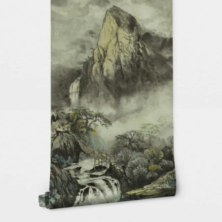 Αυτοκόλλητη Ταπετσαρία τοίχου FOGGY MOUNTAINS DRAWING - Τοπία Sticky 2