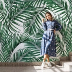 Αυτοκόλλητη Ταπετσαρία τοίχου GREEN TROPICAL PALM LEAVES