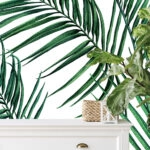 Αυτοκόλλητη Ταπετσαρία τοίχου GREEN TROPICAL PALM LEAVES