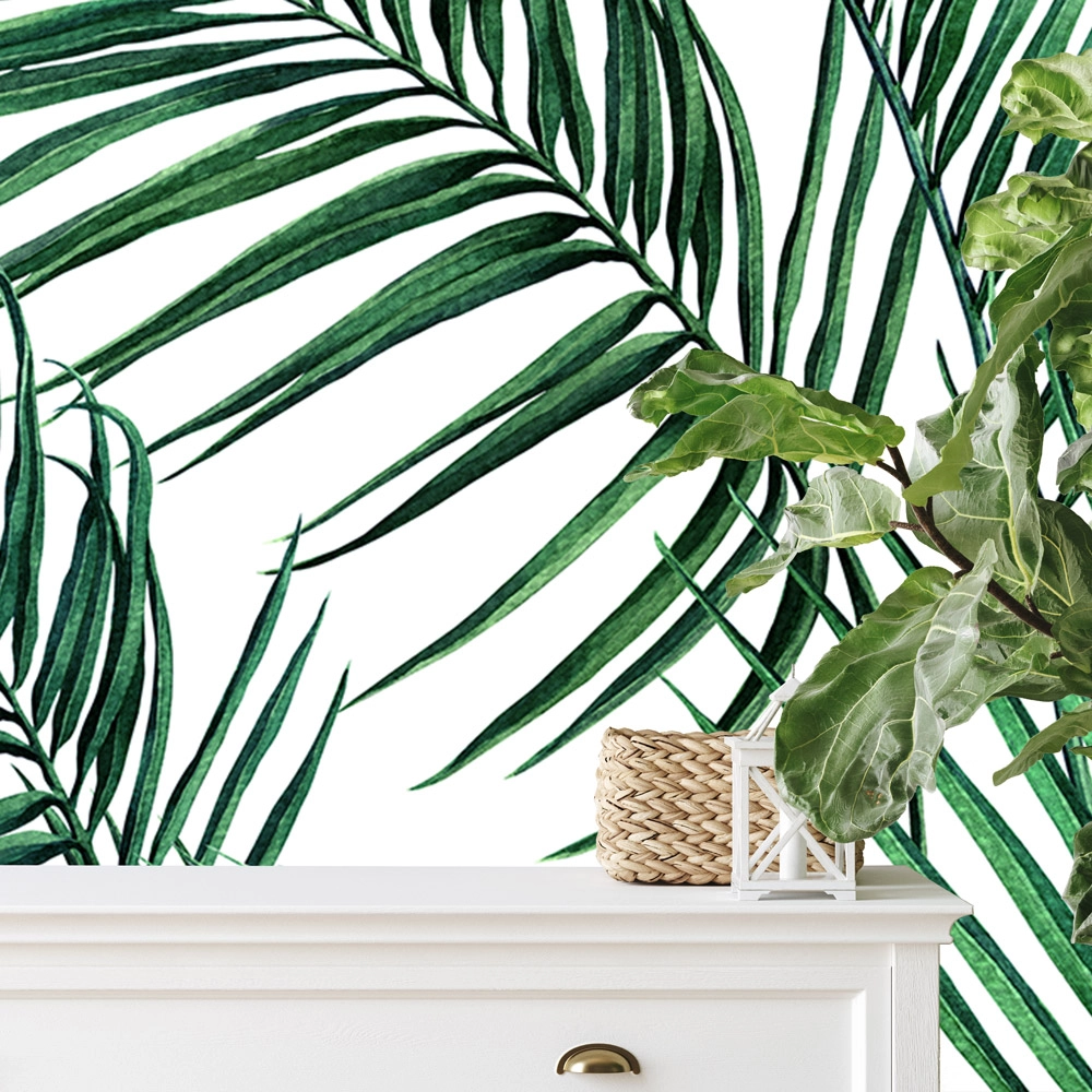 Αυτοκόλλητη Ταπετσαρία τοίχου GREEN TROPICAL PALM LEAVES