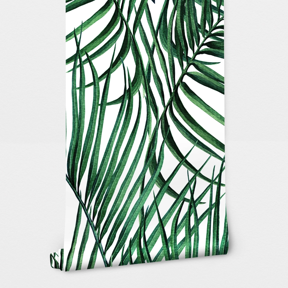 Αυτοκόλλητη Ταπετσαρία τοίχου GREEN TROPICAL PALM LEAVES