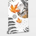 Αυτοκόλλητη Ταπετσαρία τοίχου GREY AND ORANGE WATERCOLOR AUTUMN