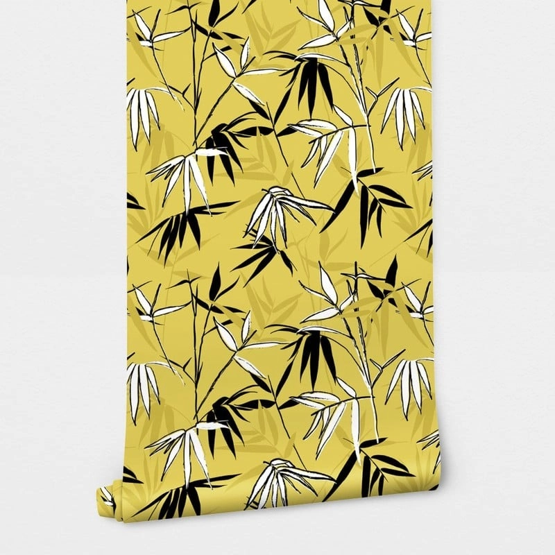 Αυτοκόλλητη Ταπετσαρία τοίχου HAND DRAWN BAMBOO LEAVES