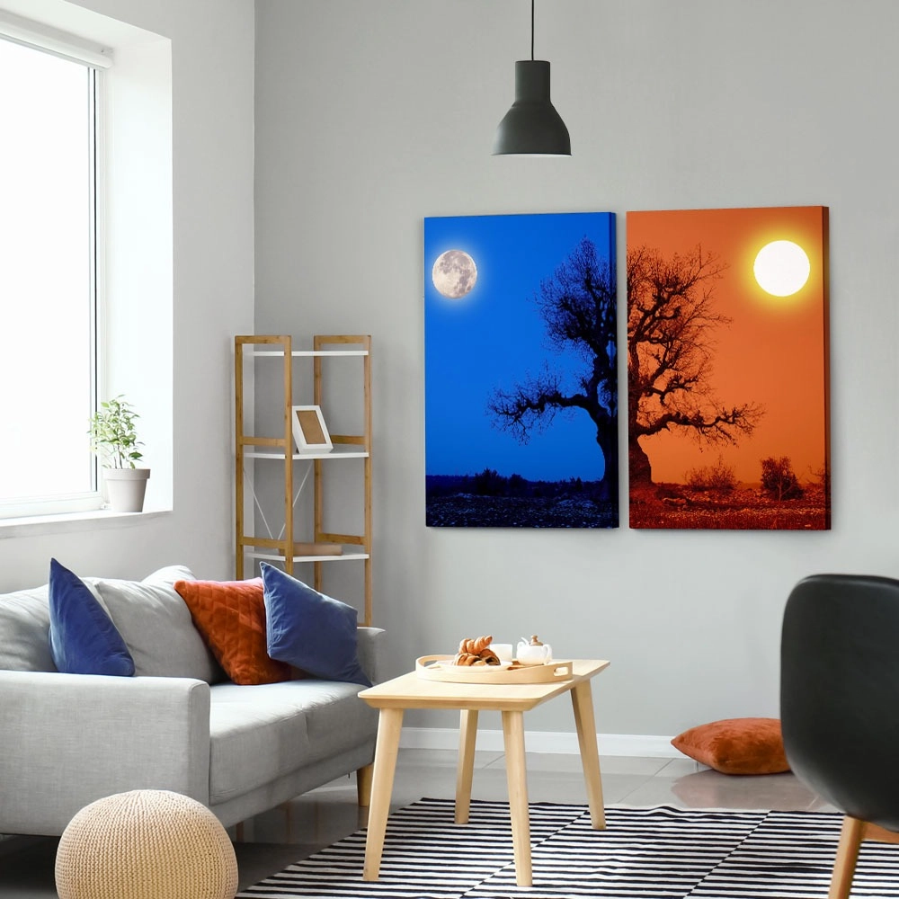 Σετ Δίπτυχος Πινακας σε καμβά LONE TREE