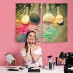 Σετ Δίπτυχος Πινακας σε καμβά MAKEUP BRUSHES