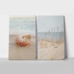 Σετ Δίπτυχος Πινακας σε καμβά MINIMAL BEIGE COAST