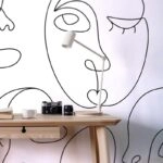 Αυτοκόλλητη Ταπετσαρία τοίχου MINIMAL FACES LINE ART