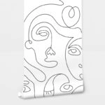 Αυτοκόλλητη Ταπετσαρία τοίχου MINIMAL FACES LINE ART
