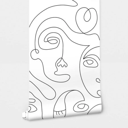 Αυτοκόλλητη Ταπετσαρία τοίχου MINIMAL FACES LINE ART - Μοτίβα Sticky 2