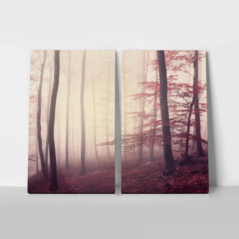 Σετ Δίπτυχος Πινακας σε καμβά MISTY FOREST