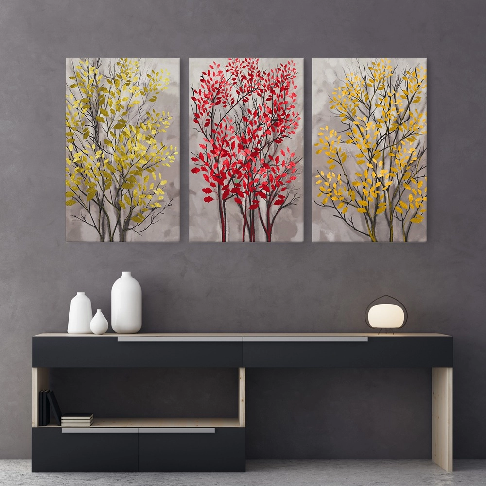 Σετ Τριπτυχος Πινακας σε καμβά MODERN ABSTRACT TREES