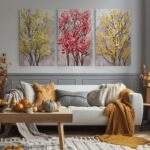 Σετ Τριπτυχος Πινακας σε καμβά MODERN ABSTRACT TREES