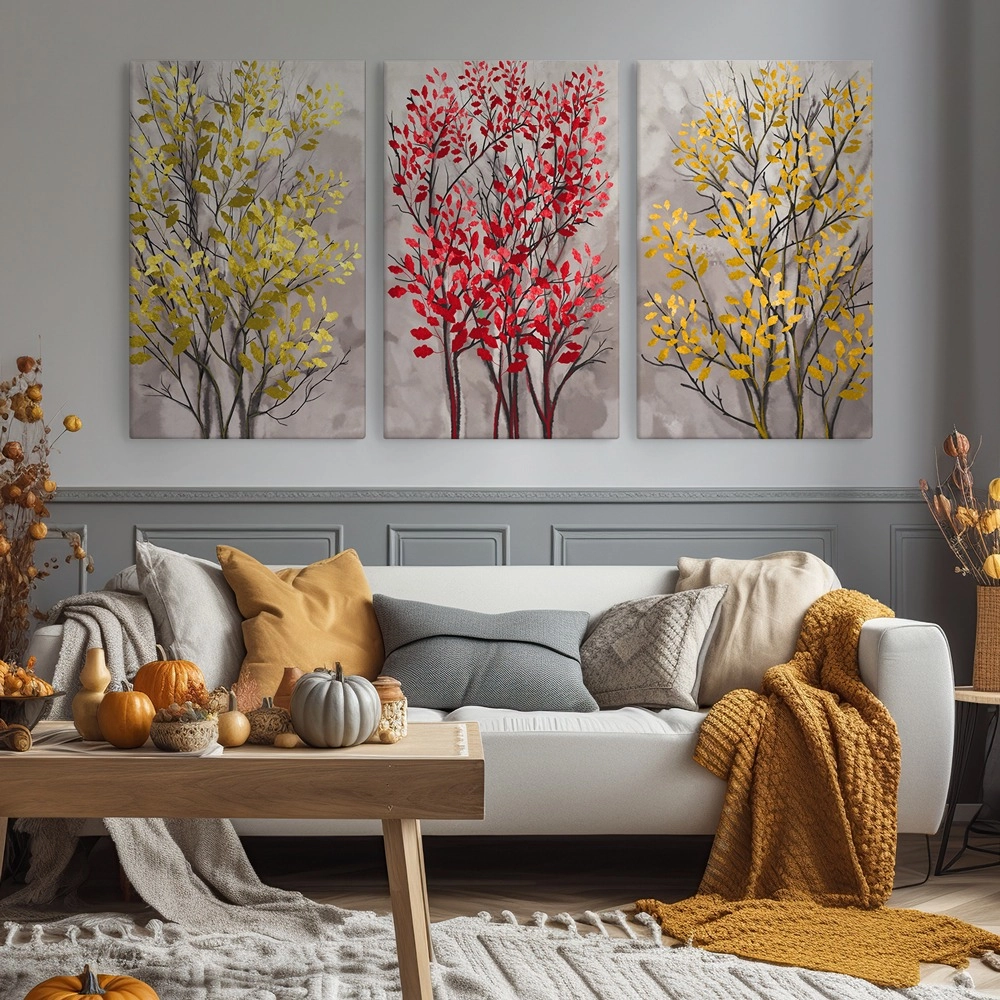 Σετ Τριπτυχος Πινακας σε καμβά MODERN ABSTRACT TREES