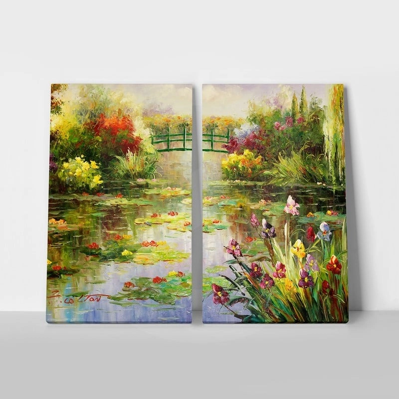 Σετ Δίπτυχος Πινακας σε καμβά MONET WATER LILIES POND