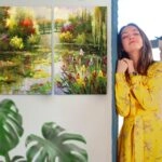 Σετ Δίπτυχος Πινακας σε καμβά MONET WATER LILIES POND