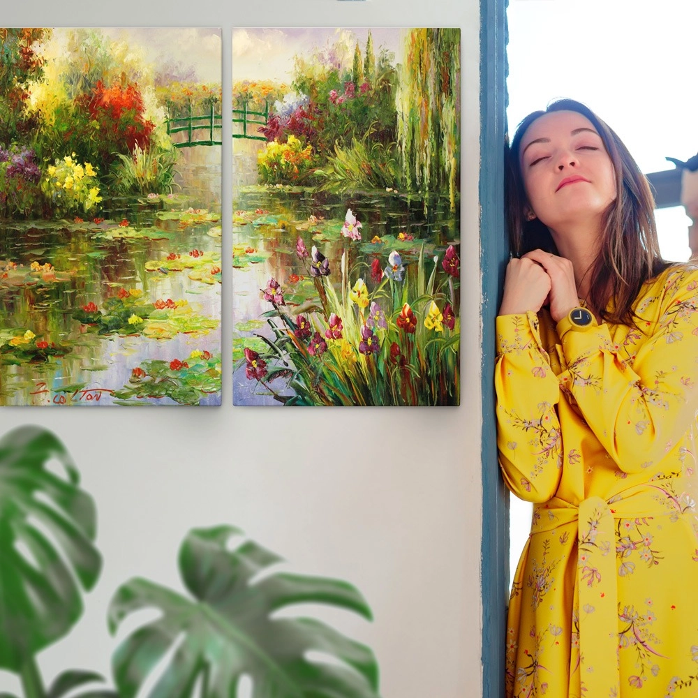 Σετ Δίπτυχος Πινακας σε καμβά MONET WATER LILIES POND
