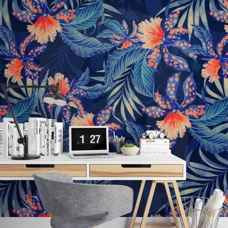 Αυτοκόλλητη Ταπετσαρία τοίχου ORCHIDS AND PALMS