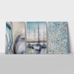 Σετ Τριπτυχος Πινακας σε καμβά PASTEL BLUE BREEZE