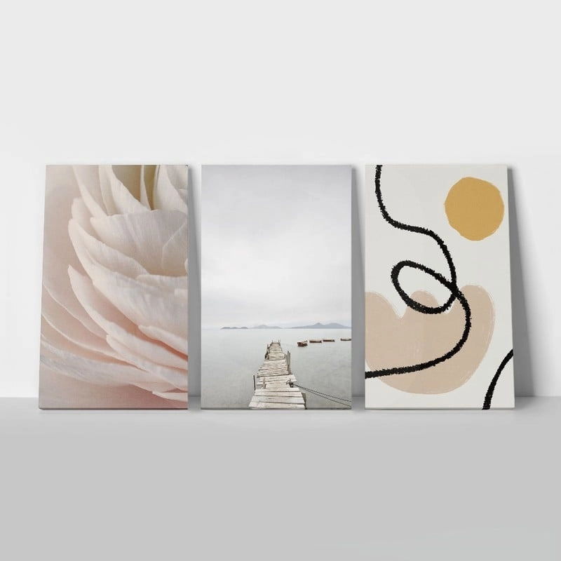Σετ Τριπτυχος Πινακας σε καμβά PASTEL MORNING