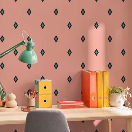 Αυτοκόλλητη Ταπετσαρία τοίχου PINK AND GREEN ART DECO - Μοτίβα Sticky 1