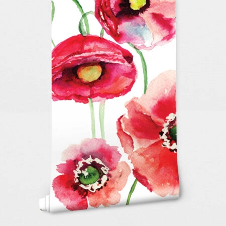 Αυτοκόλλητη Ταπετσαρία τοίχου POPPIES - Floral - Λουλουδια Sticky 2