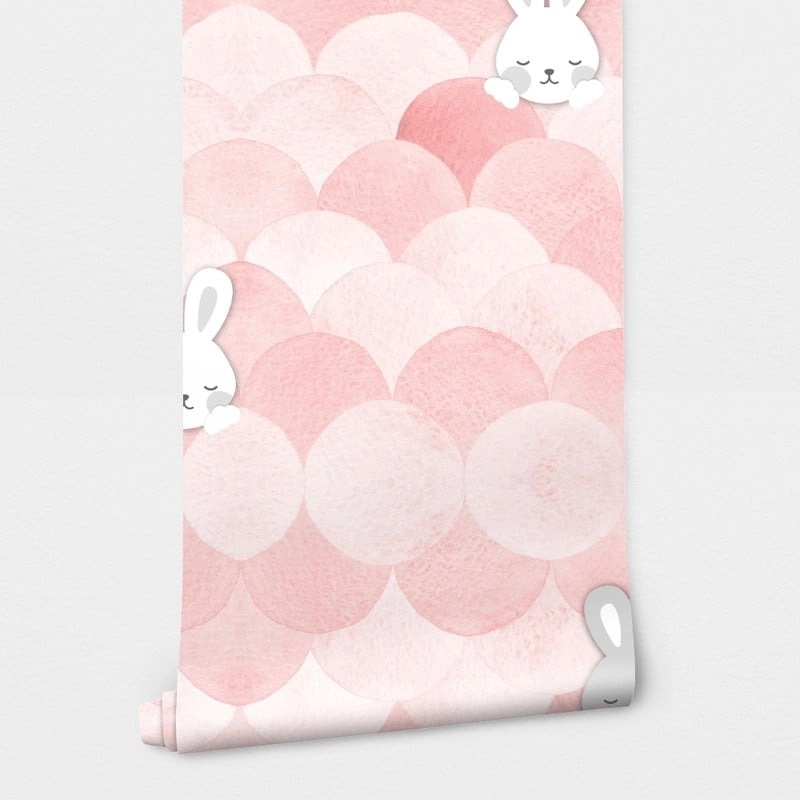 Αυτοκόλλητη Ταπετσαρία τοίχου RABBIT POP PINK