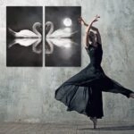 Σετ Δίπτυχος Πινακας σε καμβά ROMANTIC SWANS