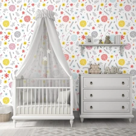 Αυτοκόλλητη Ταπετσαρία τοίχου SPRING FLOWERS PATTERN