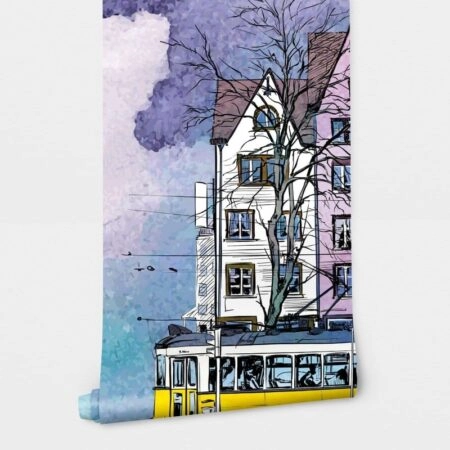 Αυτοκόλλητη Ταπετσαρία τοίχου TRAMS WATERCOLOR - Χάρτες - Πόλεις Sticky 2