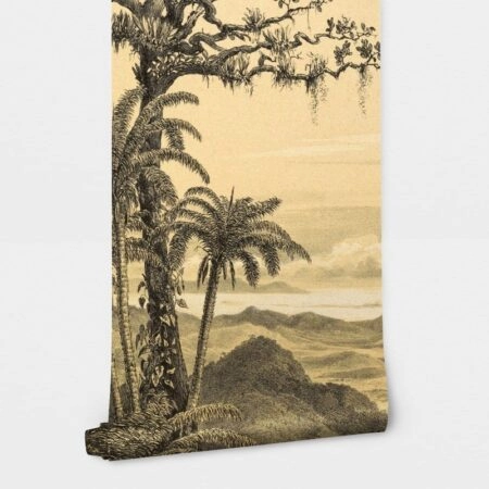 Αυτοκόλλητη Ταπετσαρία τοίχου TROPICAL LANDSCAPE DRAWING - Tropical Sticky 2