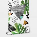 Αυτοκόλλητη Ταπετσαρία τοίχου WATERCOLOR TROPICAL LEAVES AND TRIANGLES