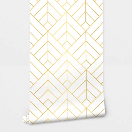 Αυτοκόλλητη Ταπετσαρία τοίχου WHITE GOLD ART DECO DIAMOND - Μοτίβα Sticky 2