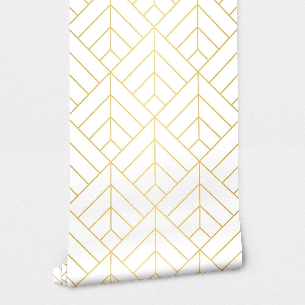 Αυτοκόλλητη Ταπετσαρία τοίχου WHITE GOLD ART DECO DIAMOND