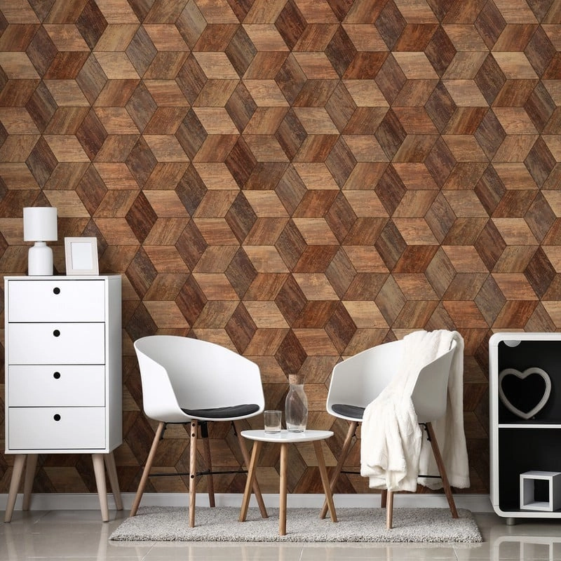 Αυτοκόλλητη Ταπετσαρία τοίχου WOODEN GEOMETRICAL