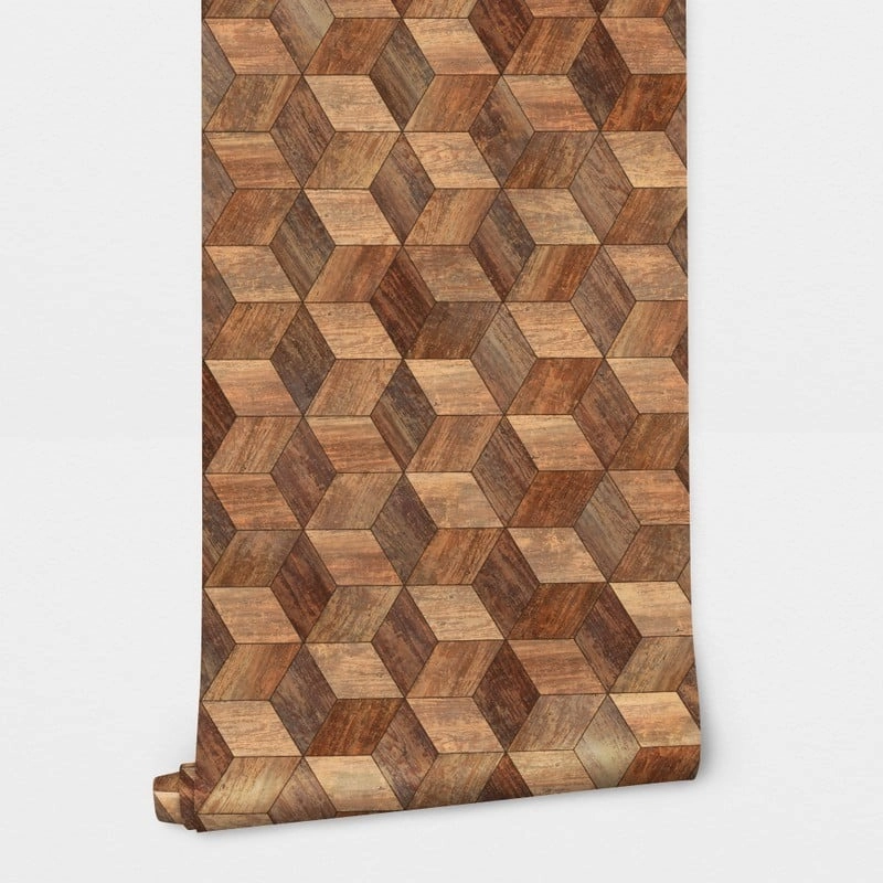 Αυτοκόλλητη Ταπετσαρία τοίχου WOODEN GEOMETRICAL