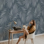 Αυτοκόλλητη Ταπετσαρία τοίχου BLUE TONE PALM