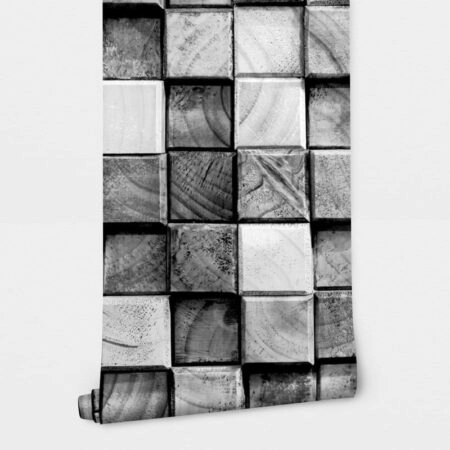 Αυτοκόλλητη Ταπετσαρία τοίχου GREY WOODEN BLOCKS - Απομίμηση υλικών Sticky 2